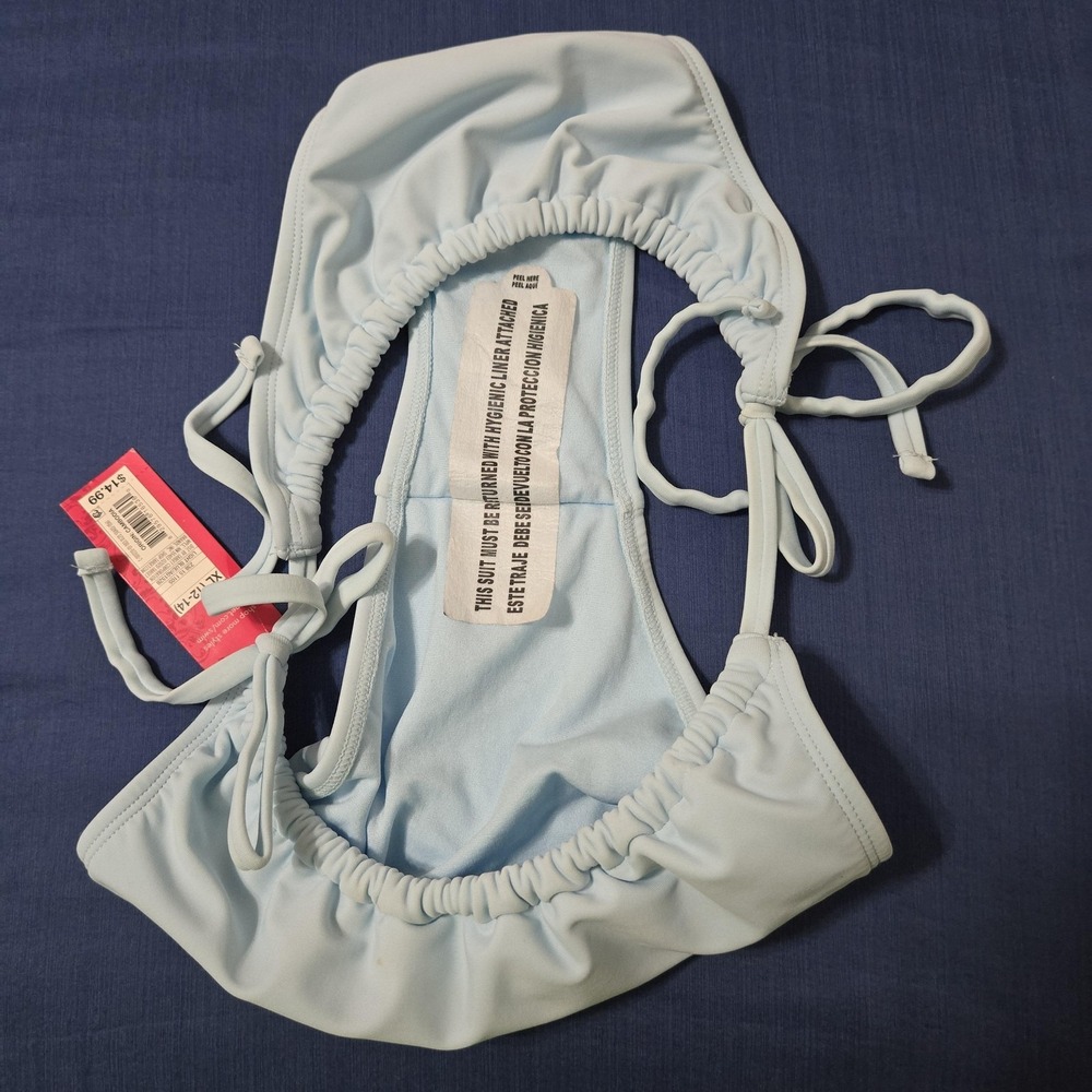 Xhilaration NEW Swim Bottom Juniors XL(12-14) Blue High Leg Side Tie Bikini - Picture 3 of 7